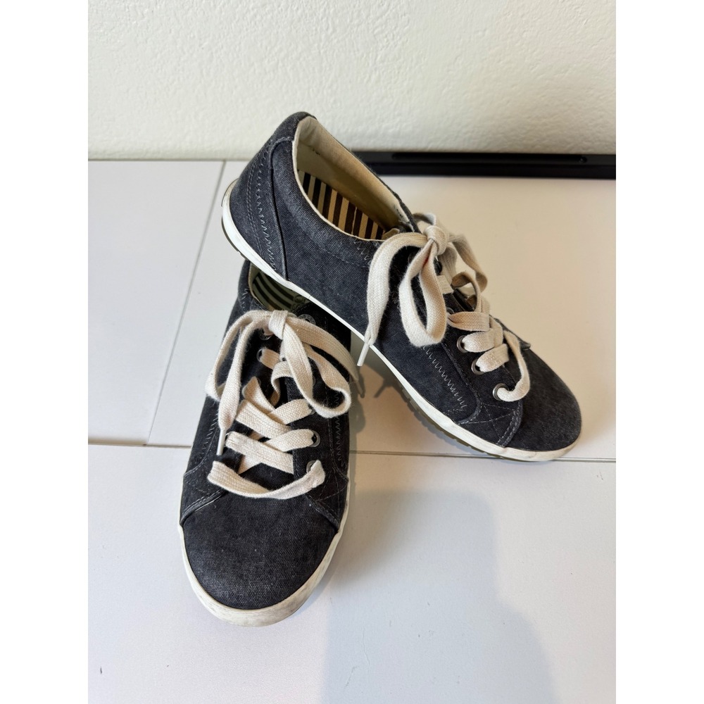Taos Star Sneakers Women Size 8 Black Canvas Lace Up Comfort Walking Shoes